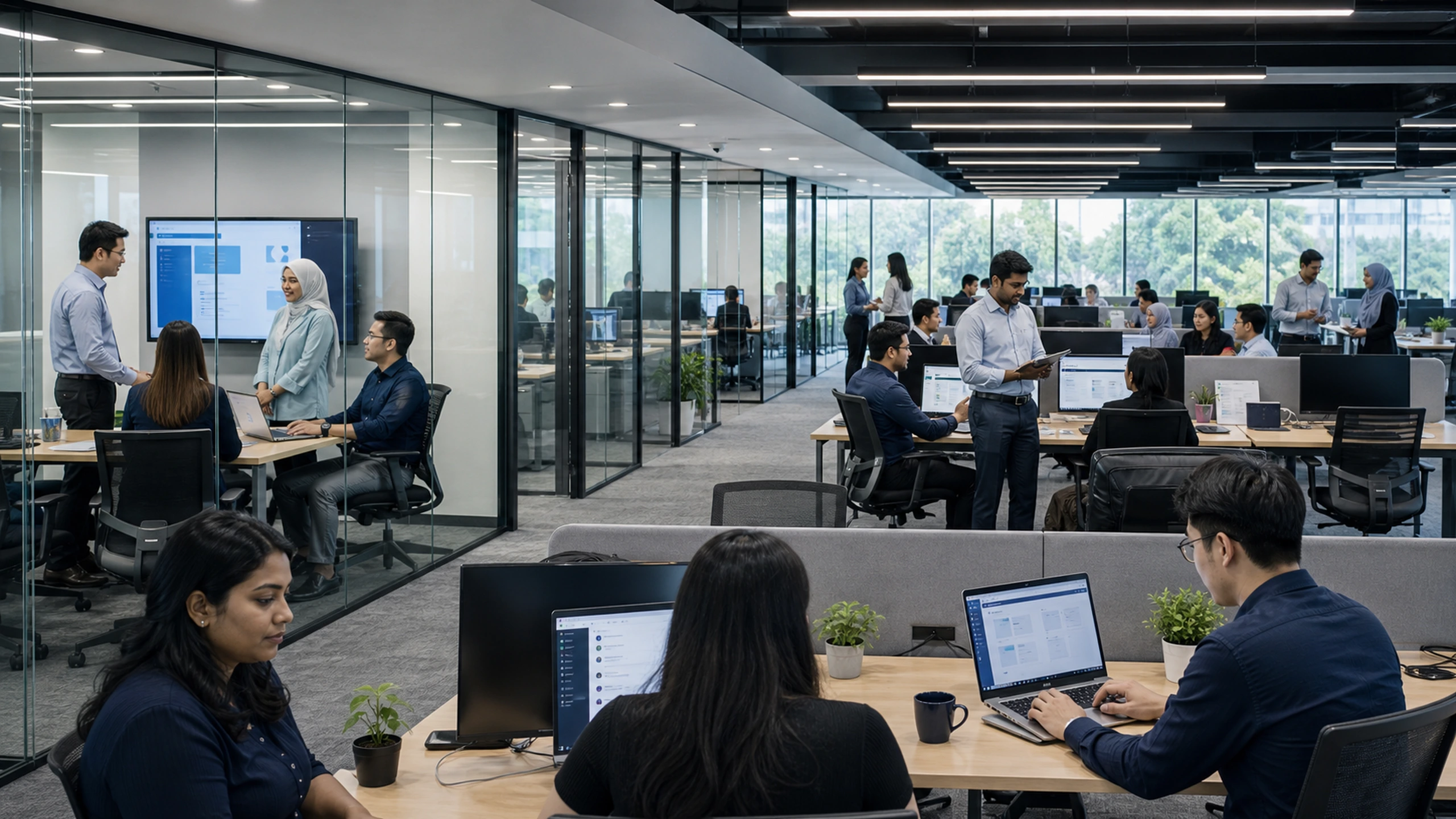 A dense set-up: a central AI core wired into ERP, MES, SCADA, forecasting, scheduling and vision QC.